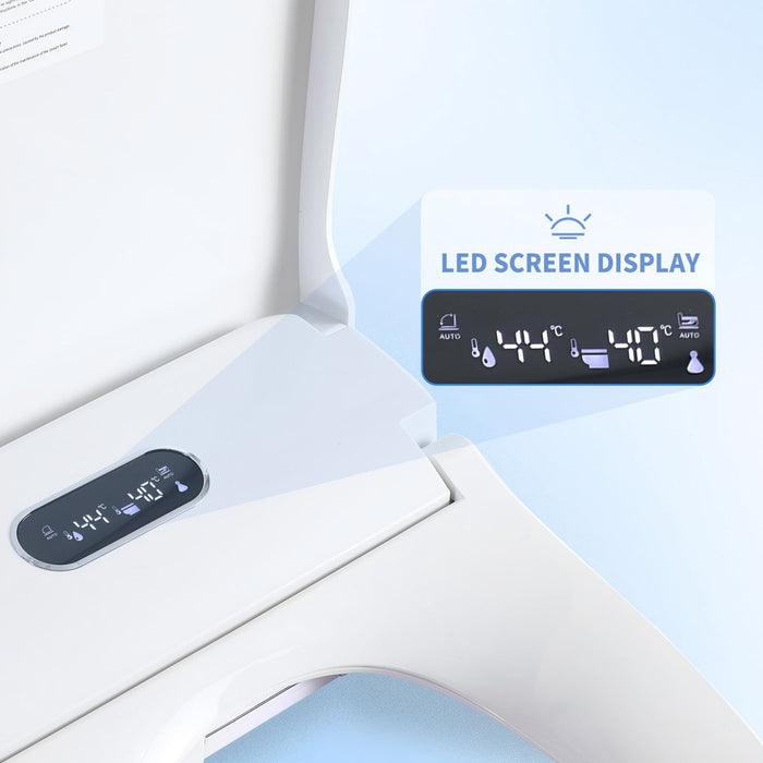 Smart Bidet Toilet Seat & Side Knob Adjustable Heated Seat With Water Temperature And Pressure Adjustment Portable Bidet - White
