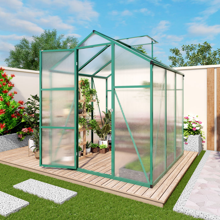 Polycarbonate Walk-In Greenhouse, Raised Base For Outdoor In All Season