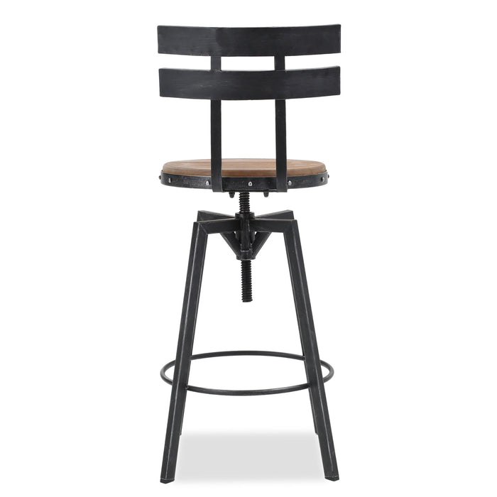 Industrial Modern Swivel Barstool With Adjustable Height - Black / Natural