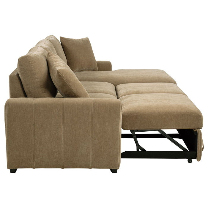 Logan - Sleeper Sectional Sofa With Right Arm Chaise - Camel