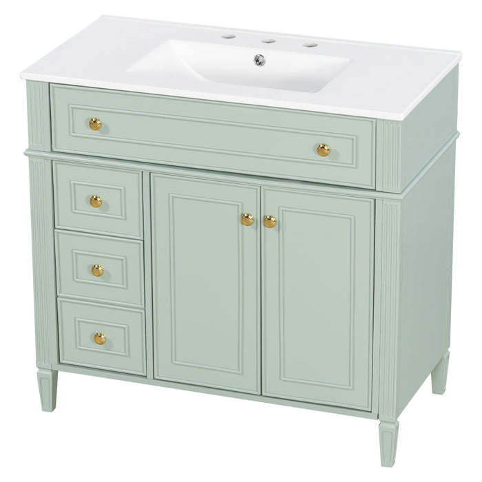 Bathroom Vanity With Sink, 3 Drawers & 2 Soft-Close Doors
