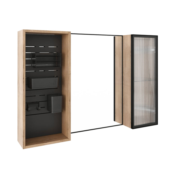 41.6" Wall Mounted Bathroom Cabinet With Adjustable Shelves Storage Cabinet - Imitative Oak