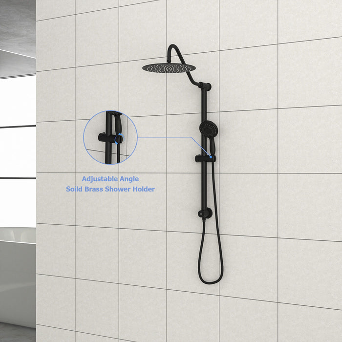 Shower System With 5 Function Rain Hand Shower And Slide Bar Combo