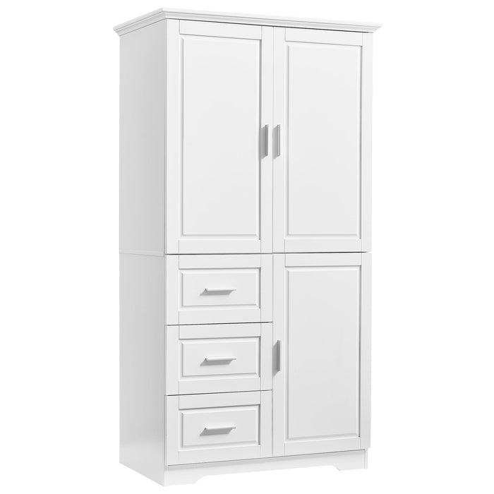 Tall Wide Storage Cabinet With Doors, 3 Drawers
