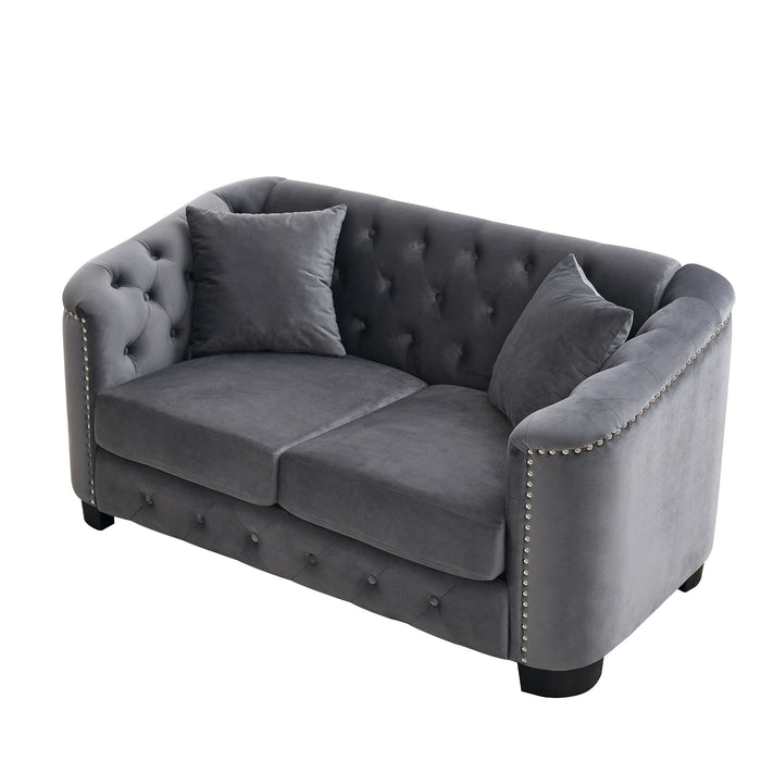 Modern Chesterfield Sofa With Tufted Backrest For Living Room