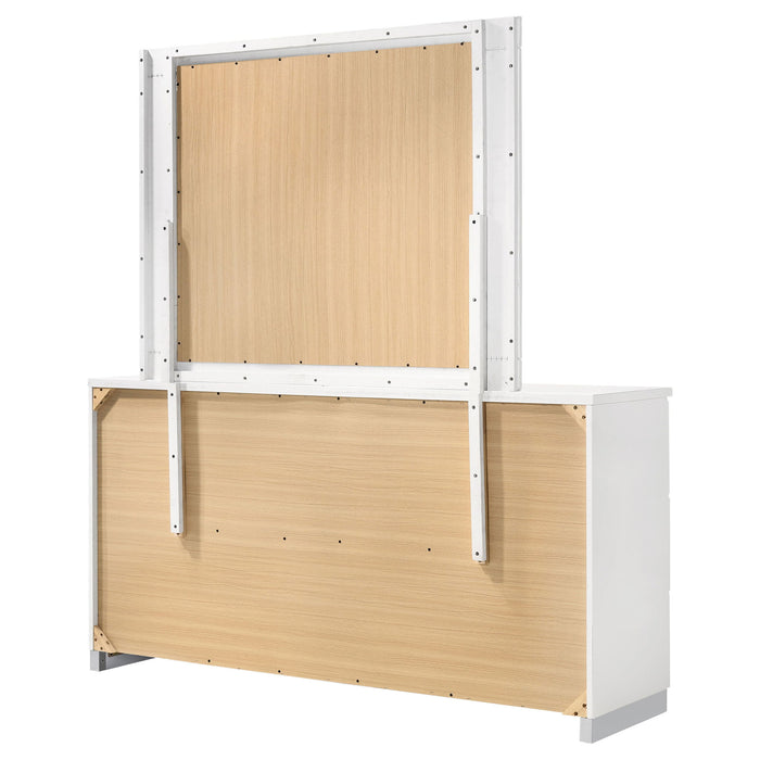 Dulcey - 6 Drawer Dresser With Mirror - Gloss White