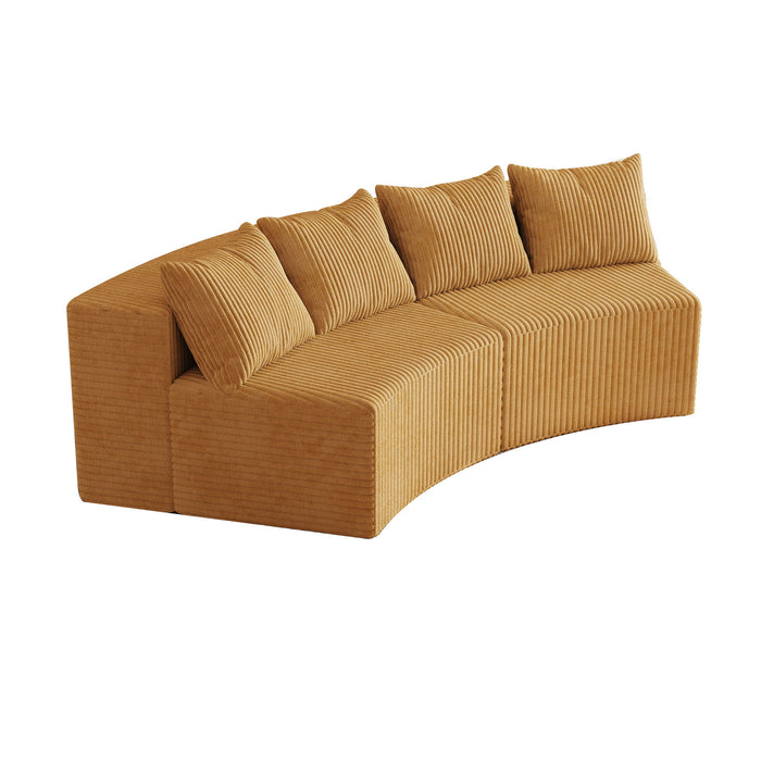 Curved Sectional Sofa With 4 Pillows, Modular Semi Circular Design