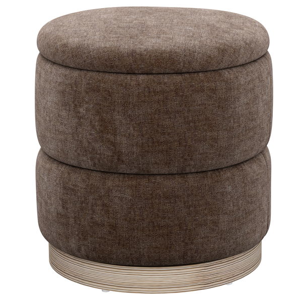 Dorset - Reversible Tray Top Storage Ottoman With Solid Wood Base - Latte