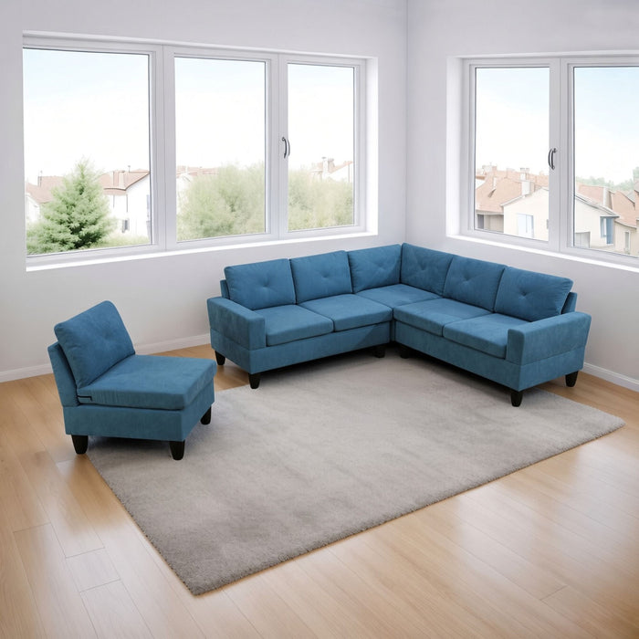 Modular L - Shaped Sectional Sofa 6 Seater 4 Piece Couch With Chaise