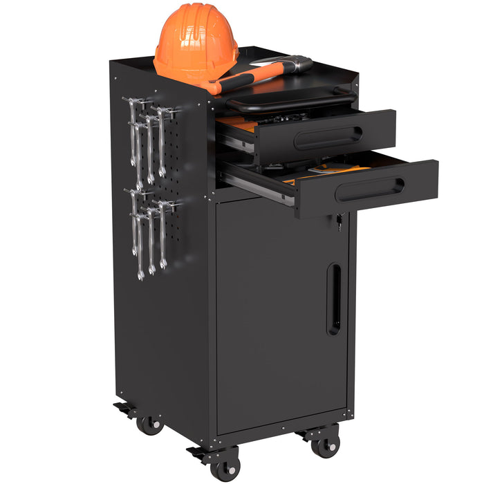 Rolling Tool Cabinet Heavy Duty Garage Storage With Lockable Doors & Drawers