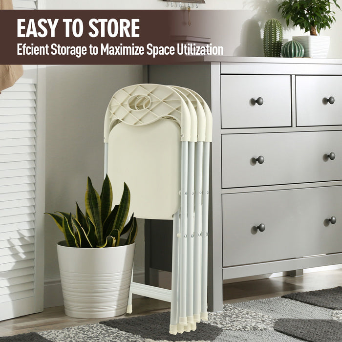 Folding Chairs, Stackable & Waterproof (Set of 4) - White