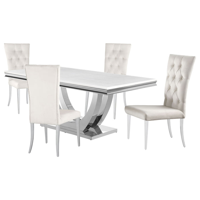 Kerwin - 5 Piece Rectangular Dining Table Set With Upholstered Chairs - Cream White