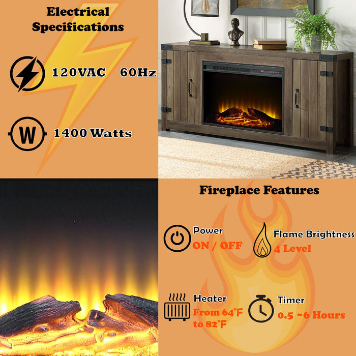 Tobias - Fireplace - Oak / Rustic