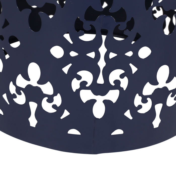 Modern Iron Cut Design End Table (Set of 2) - Navy Blue