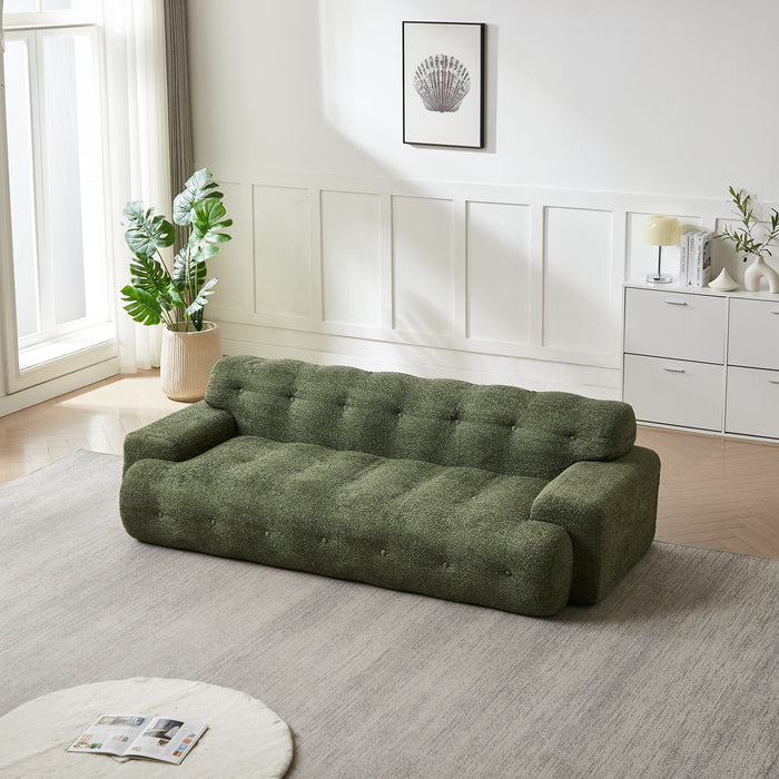 Cloud Series Minimalist Button Tufted Square Arm 3 Seater Sofa