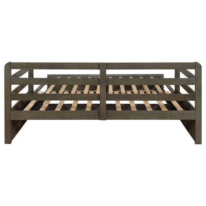 Twin Long 2 Drawer Daybed With Extendable Trundle, Storage Drawers, Fits Standard Mattress - Gray