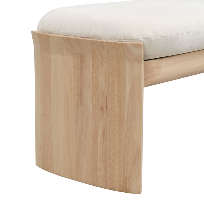 Footstool With Soft Cushion For Living Room - Beige / Natural