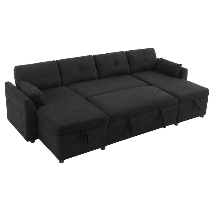 U-Shaped Sectional Sofa Bed With Storage And USB Ports