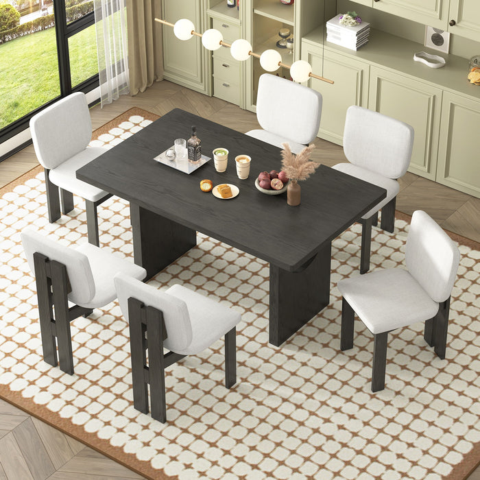 Dining Table Set For 6 With Upholstered Chairs