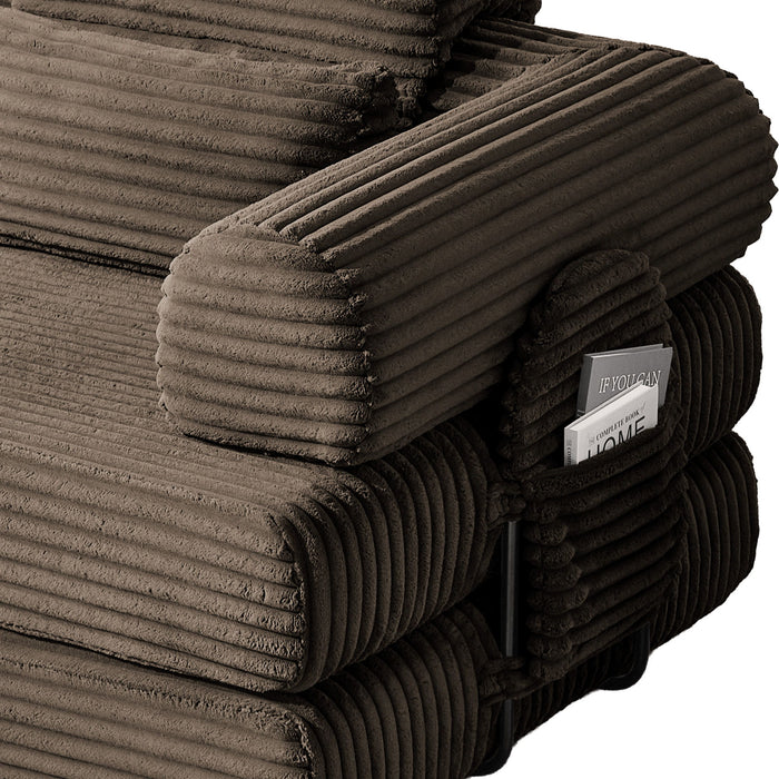 Convertible Sleeper Sofa With & Side Storage Pocket, Foldable Upholstered Couch For Living Room
