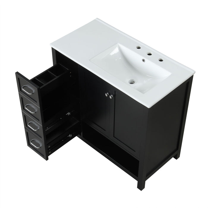 Bathroom Vanity With Sink Top, Bathroom Vanity Cabinet With 2 Doors And 2 Drawers, Open Shelf