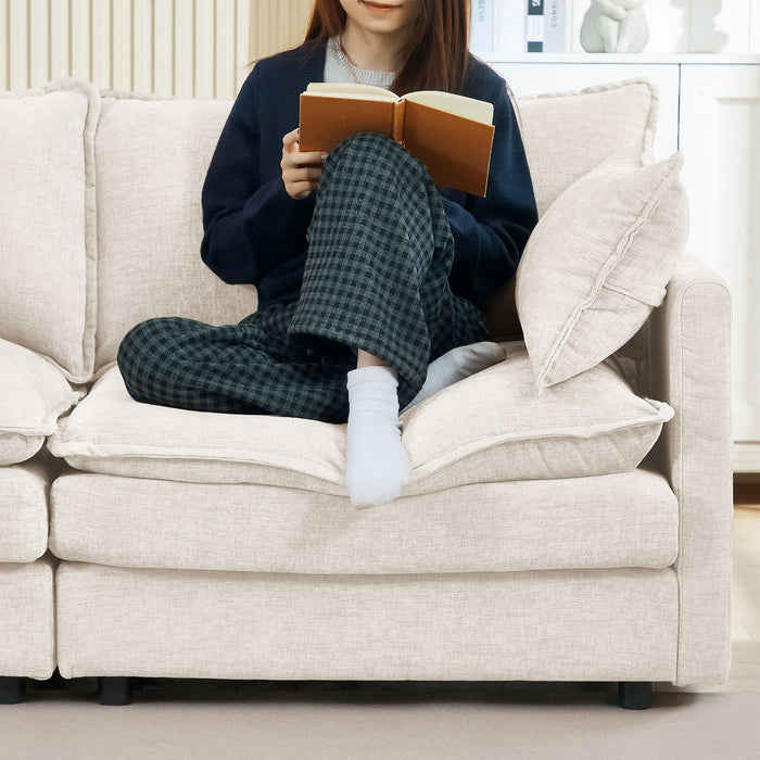 Modular L-Shaped Sectional Sofa With Movable Ottoman