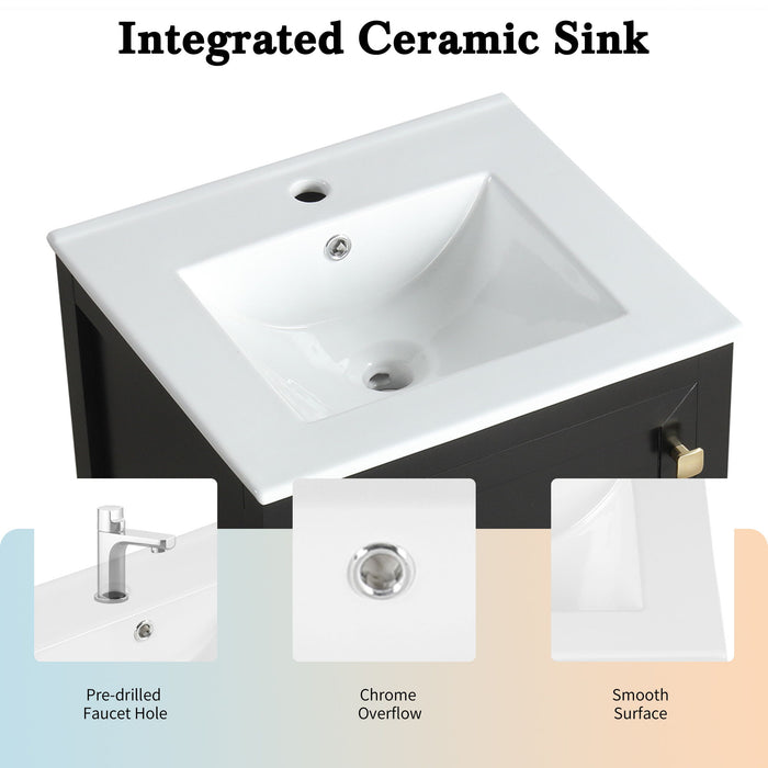 Bathroom Vanity With Sink, Soft Closing Cabinet Door, Storage Rack And Drawer