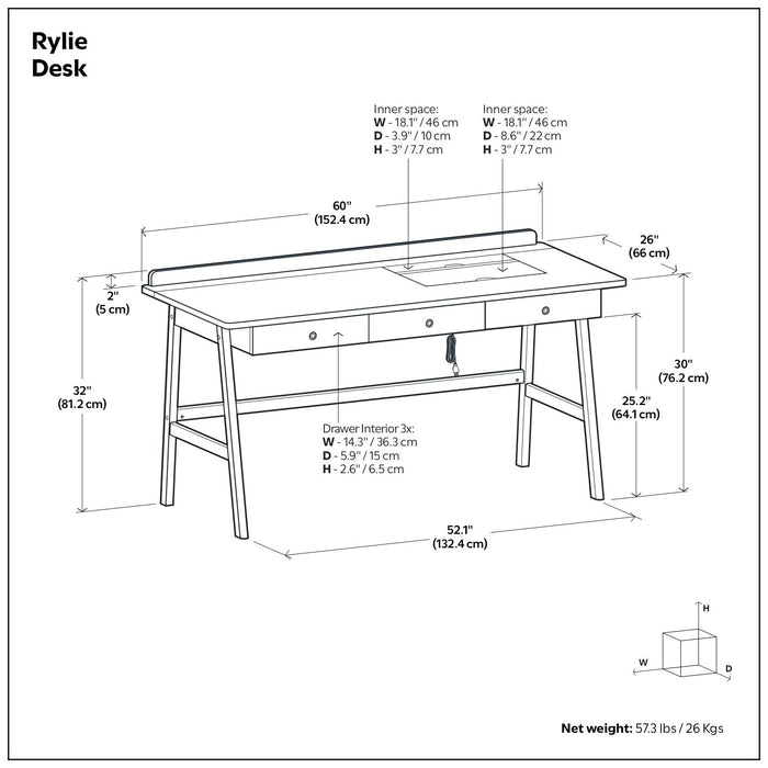 Rylie - Desk - Natural Aged Brown