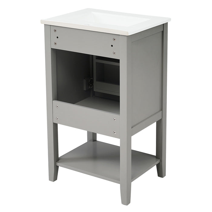 Modern Bathroom Vanity With Sink, Soft-Closing Door And Open Shelf