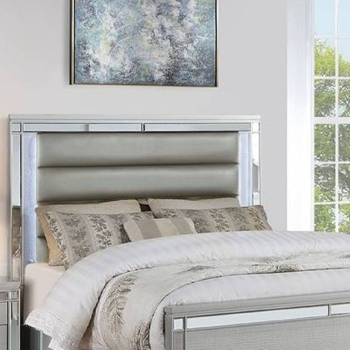 Bed With LED Lights, Tufted Headboard