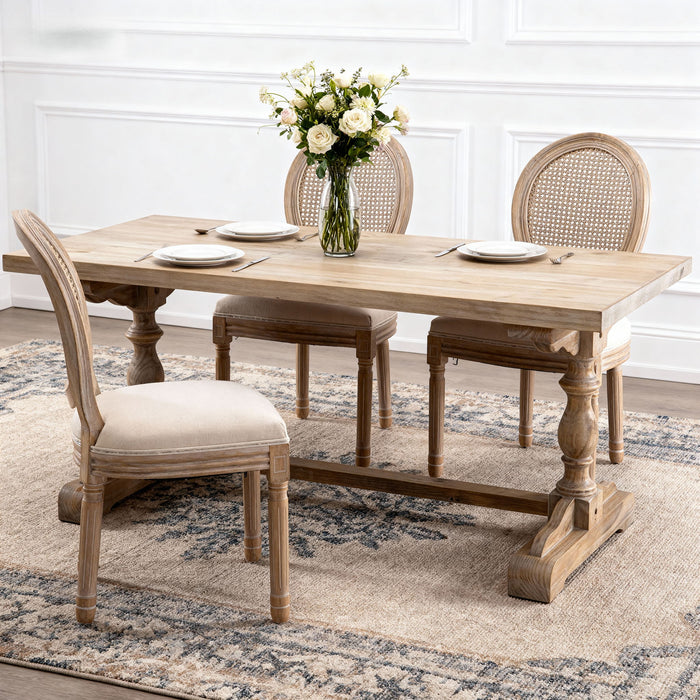 Dining Chairs, Upholstered With Round Back (Set of 2) - Beige