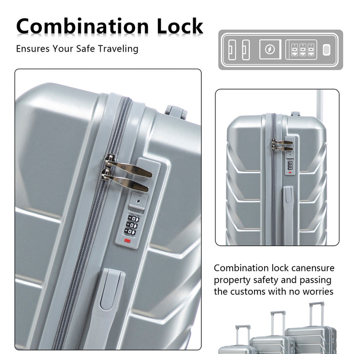 3 Pieces Set 20" / 24" / 28" Spinner Wheel Luggage With Combination Lock