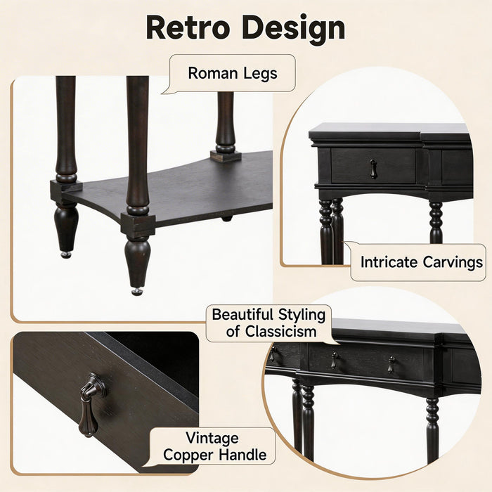 Retro Console Table With 3 Soft Close Drawers