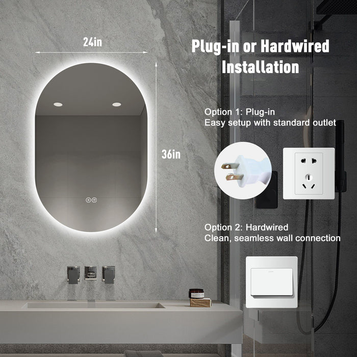 Smart Wall Mounted LED Touch Screen Mirror With Anti-Fog Function And Adjustable Lighting