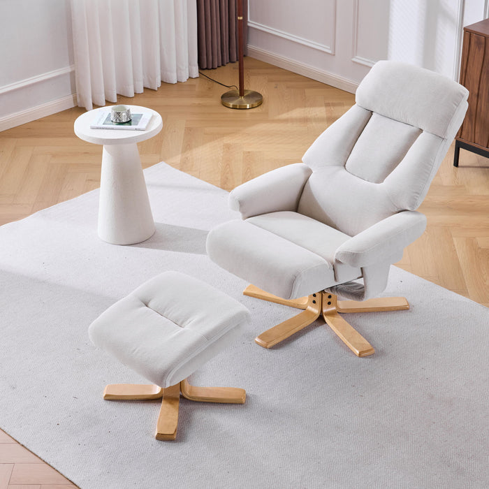 Upholstered Heated Massage 360° Swivel Accent Chair With Ottoman