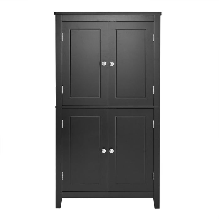 Elegant Bathroom Floor Storage Cabinet With 4 Doors, Adjustable Shelves