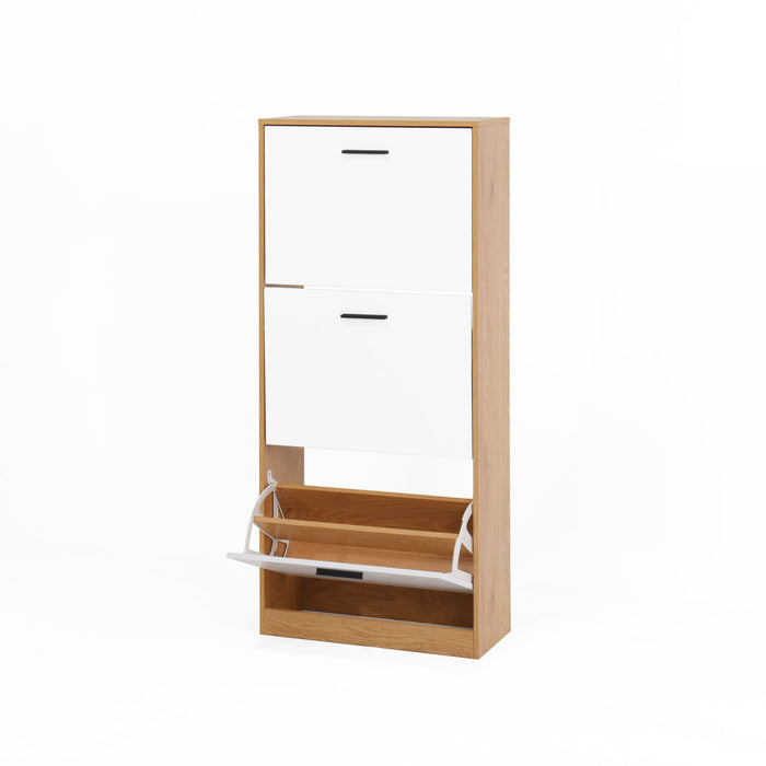 Modern Freestanding Shoe Storage Cabinet With 3 Flip Drawers