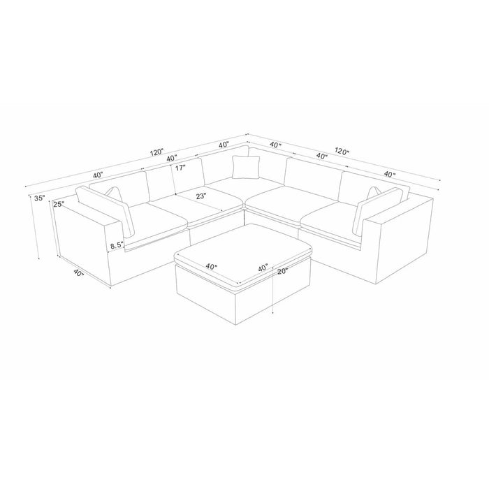 Custom Configuration Modular Sectional & Toss Pillows