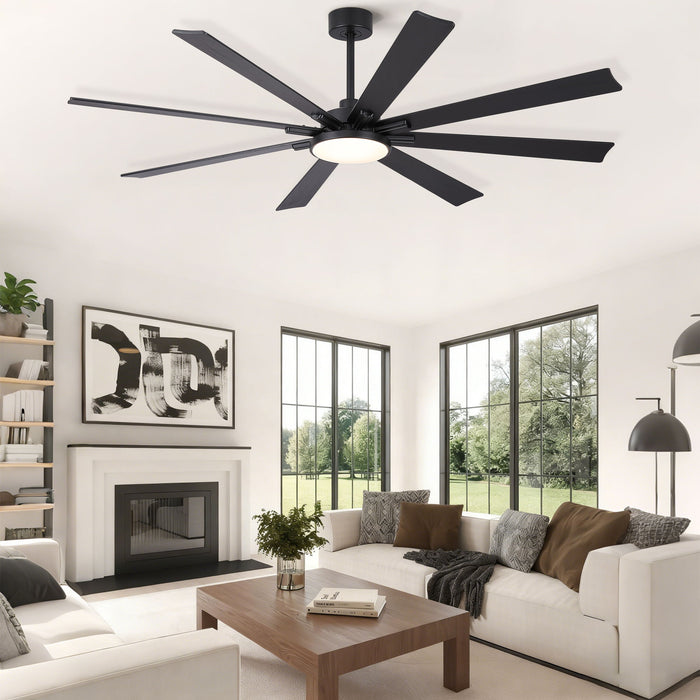 Large Ceiling Fan With Dimmable LED Light 8 Blades Remote Control, Reversible DC Motor