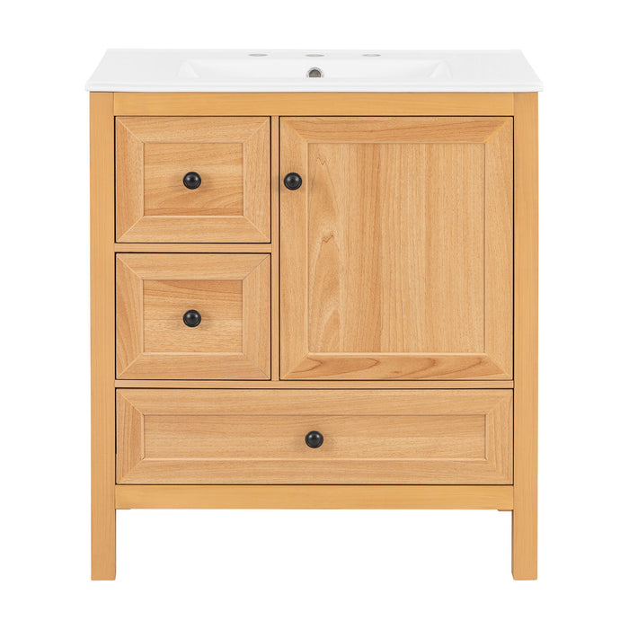Modern Bathroom Vanity With Sink, Soft Close Drawers & Door, Storage Rack