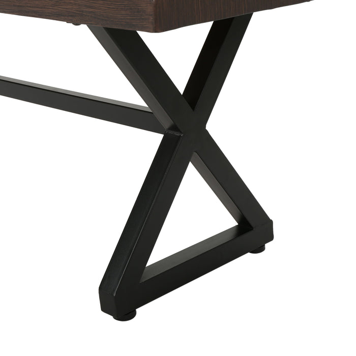 Modern Aluminum Outdoor Dining Bench With X Base