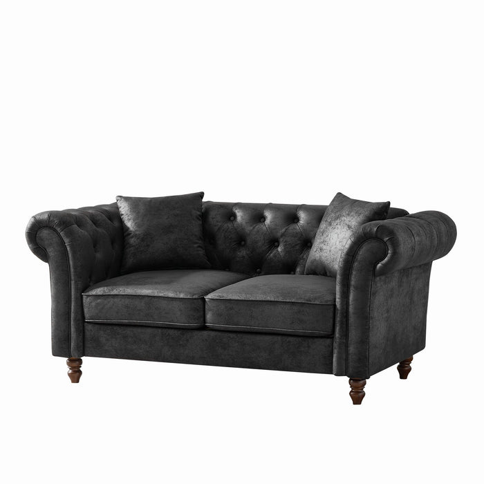 Chesterfield Loveseat, High Tech Fabric Roll Armrest