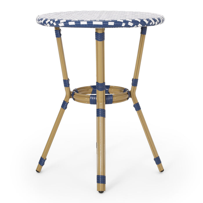 French Bistro Table Outdoor Elegance - White / Blue