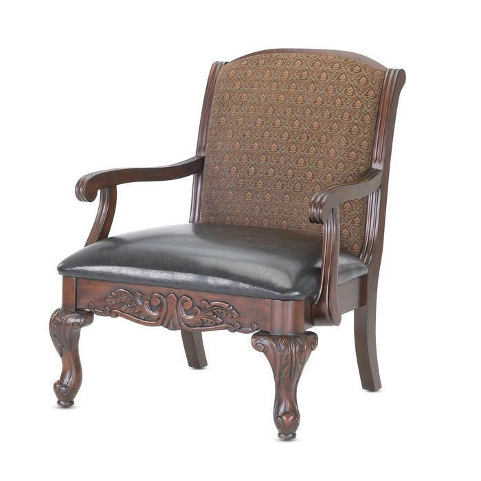 Lucille - Arm Chair, Jacquard Fabric Back - Brown