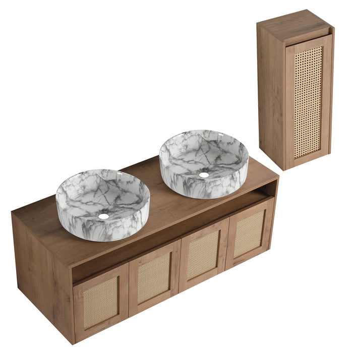 Bathroom Vanity & Art Sink And Side Cabinet, Float Mounting Design