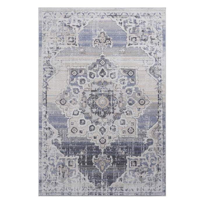 Payas - 6' X 9' Medallion Area Rug - Cream / Blue