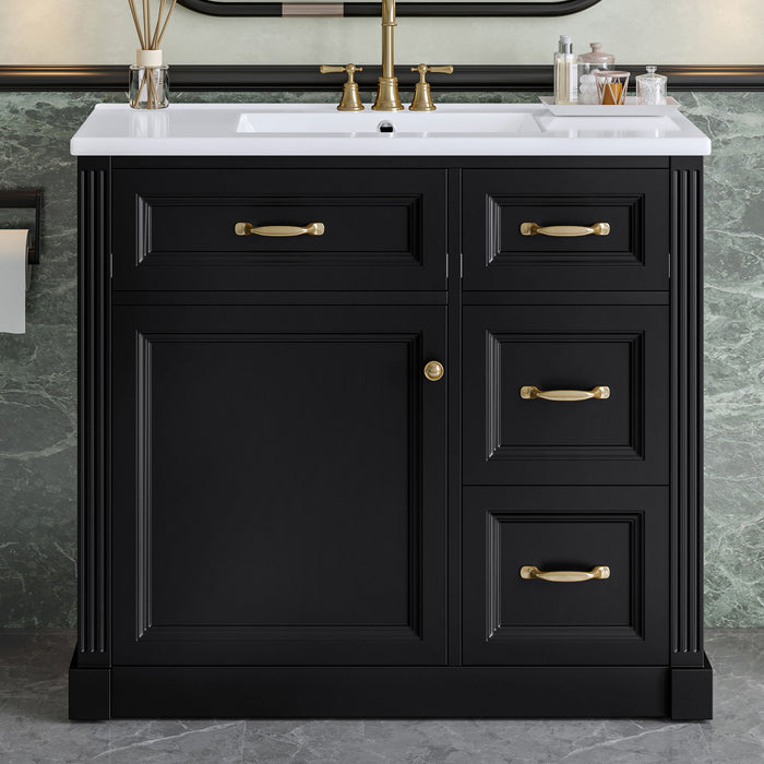 Modern Bathroom Vanity With Sink, 4 Drawers, Soft-Close Door, Adjustable Shelf