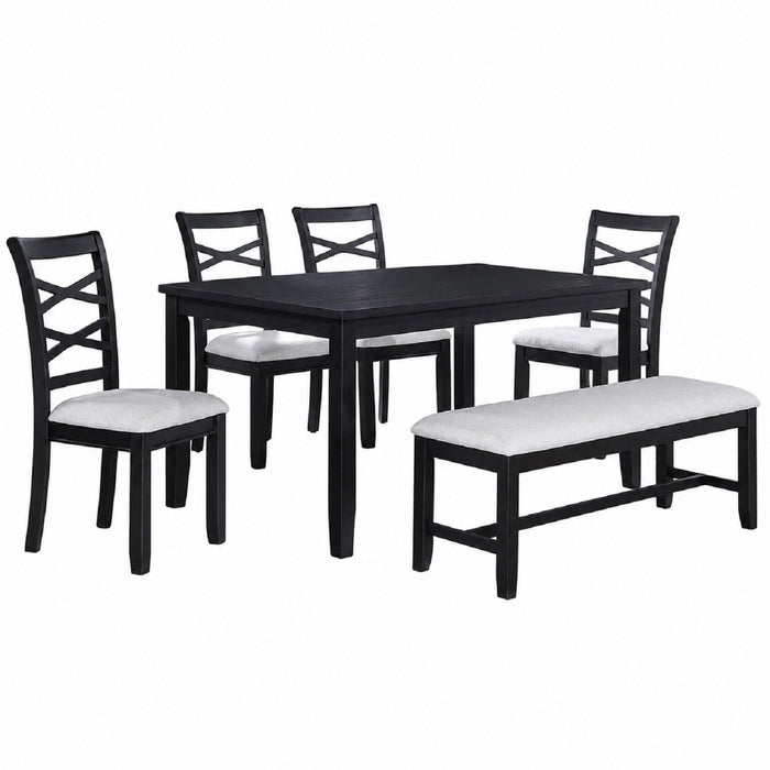 Dining Set 6 Piece With Table And Upholstered X Back Chairs - Charcoal
