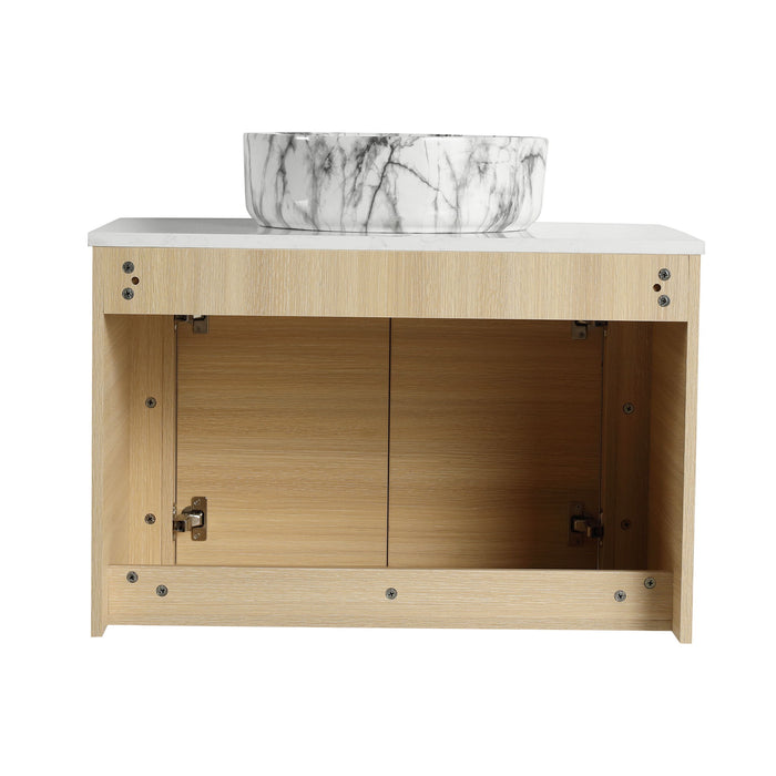 Mounted Bathroom Vanity & Art Sink & 2 Soft Close Doors