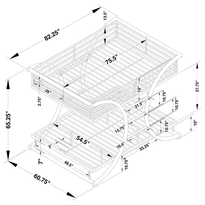 Weston - Bunk Bed Full Over Full - Gunmetal
